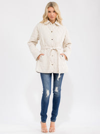 WOMEN'S LONG SLEEVE FRONT POCKETS BUTTON CLOSURE PADDED JACKET