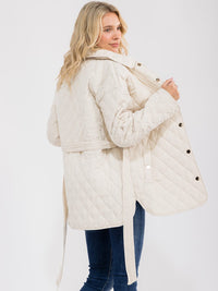 WOMEN'S LONG SLEEVE FRONT POCKETS BUTTON CLOSURE PADDED JACKET