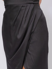 WOMEN'S SLEEVELESS ONE SHOULDER SURPLICE FRONT SLIT MAXI GOWN DRESS