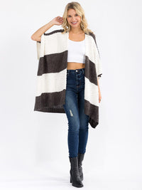 WOMEN'S SHORT SLEEVE OPEN FRONT COLORBLOCK CARDIGAN
