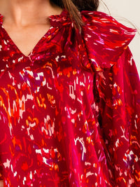 ENTRO WOMEN'S 3/4 SLEEVE V-NECK MULTI PRINT BLOUSE