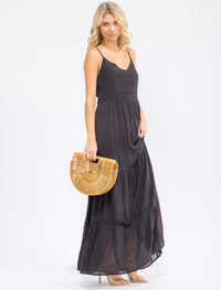 WOMEN'S SLEEVELESS V-NECK TIERED MAXI DRESS