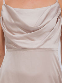 WOMEN'S SLEEVELESS COWL NECK SIDE SLIT MAXI GOWN DRESS