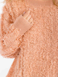 WOMEN'S LONG SLEEVE FUZZY DETAILED PULLOVER SWEATER