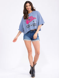 WOMEN'S SHORT SLEEVE LOOSE FIT GRAPHIC TOP