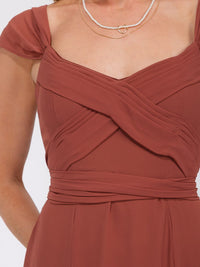 WOMEN'S SLEEVELESS DETAILED FRONT SLIT MAXI GOWN DRESS