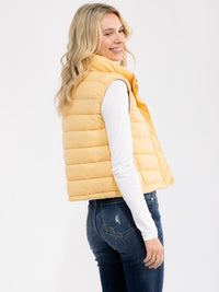 WOMEN'S SLEEVELESS BUTTON UP FRONT POCKETS LIGHTWEIGHT PUFFER VEST