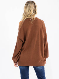 WOMEN'S LONG SLEEVE LACE COLD SHOULDER DETAILED PULLOVER SWEATER