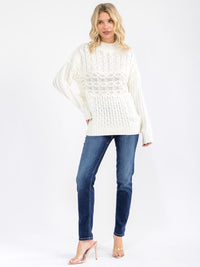 WOMEN'S LONG SLEEVE DETAILED KNIT PULLOVER SWEATER