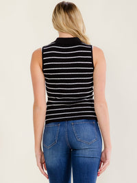 WOMEN'S SLEEVELESS BUTTON UP COLORBLOCK KNIT TANK TOP
