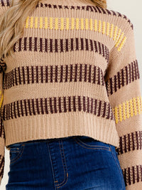 WOMEN'S LONG SLEEVE PULLOVER COLORBLOCK KNIT SWEATER