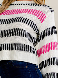 WOMEN'S LONG SLEEVE PULLOVER COLORBLOCK KNIT SWEATER