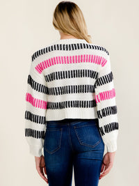 WOMEN'S LONG SLEEVE PULLOVER COLORBLOCK KNIT SWEATER