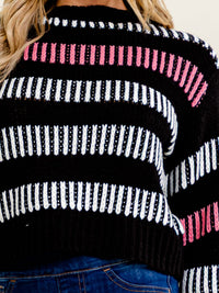 WOMEN'S LONG SLEEVE PULLOVER COLORBLOCK KNIT SWEATER