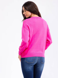 WOMEN'S LONG SLEEVE STUDS DETAILED PULLOVER SWEATER
