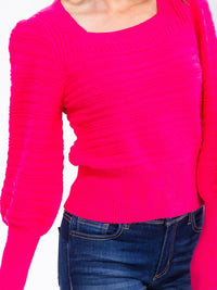 WOMEN'S LONG PUFF SLEEVE SQUARE NECK BLOUSE