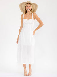 WOMEN'S SLEEVELESS EYELET DETAILED MAXI DRESS