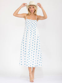 WOMEN'S SLEEVELESS SMOCK FLORAL MAXI DRESS