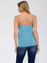 WOMEN'S SLEEVELESS V-NECK TRIM DETAILED TANK TOP