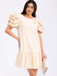 WOMEN'S SHORT PUFF SLEEVE LOOSE FIT MINI DRESS