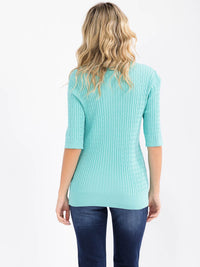 WOMEN'S SHORT SLEEVE RIBBED DETAILED BLOUSE