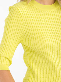 WOMEN'S SHORT SLEEVE RIBBED DETAILED BLOUSE