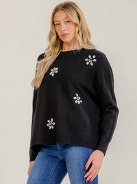 WOMEN'S LONG SLEEVE PULLOVER DETAILED SWEATER