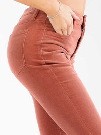 WOMEN'S BUTTON CLOSURE POCKETS BELL LEG CORDUROY PANTS