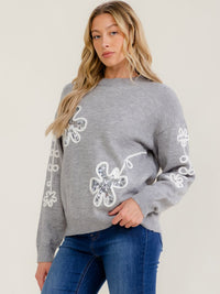 WOMEN'S LONG SLEEVE SEQUINS DETAILED PULLOVER SWEATER