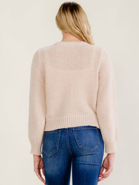 WOMEN'S LONG SLEEVE PEARL DETAILED PULLOVER SWEATER
