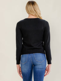 WOMEN'S LONG SLEEVE RHINESTONE DETAILED PULLOVER SWEATER