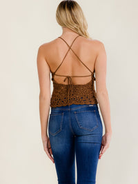 WOMEN'S SLEEVELESS OPEN BACK CROCHET TOP