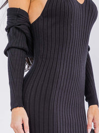 WOMEN'S SLEEVELESS V-NECK MAXI DRESS WITH LONG SLEEVE BOLERO RIBBED 2PC.SET