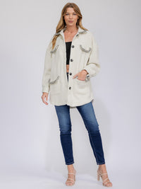 WOMEN'S LONG SLEEVE BUTTON CLOSURE FRONT POCKETS JACKET