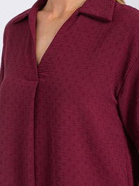 WOMEN'S SHORT SLEEVE V-NECK HIGH-LOW BLOUSE