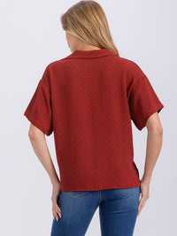 WOMEN'S SHORT SLEEVE V-NECK HIGH-LOW BLOUSE
