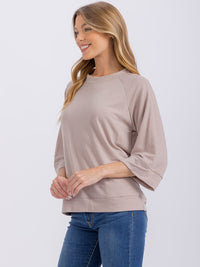 WOMEN'S 3/4 SLEEVES SOLID TOP