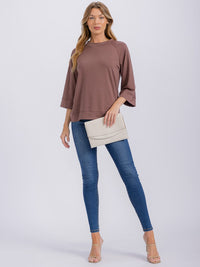 WOMEN'S 3/4 SLEEVES SOLID TOP