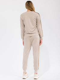 WOMEN'S LONG SLEEVE STRIPES DETAILED TOP