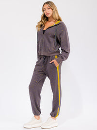 WOMEN'S ELASTIC WAIST FRONT POCKETS DISTRESS JOGGER PANTS