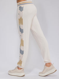 WOMEN'S ELASTIC WAIST CONTAST CAMO PRINT JOGGER PANTS
