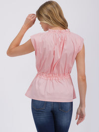 WOMEN'S SLEEVELESS FRONT TIE PEPLUM TOP