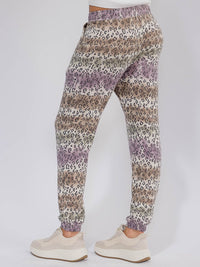 WOMEN'S ELASTIC WAIST FRONT POCKETS TIE DYE ANIMAL PRINT JOGGER PANTS