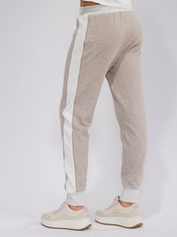 WOMEN'S ELASTIC WAIST SELF TIE COLORBLOCK JOGGER PANTS