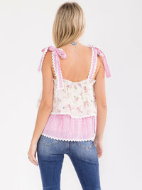 WOMEN'S SLEEVELESS TIERED FLORAL TANK TOP