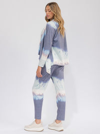 WOMEN'S ELASTIC WAIST FRONT POCKETS TIE DYE PANTS