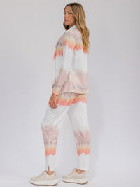 WOMEN'S ELASTIC WAIST FRONT POCKETS TIE DYE PANTS