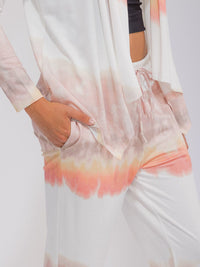 WOMEN'S ELASTIC WAIST FRONT POCKETS TIE DYE PANTS