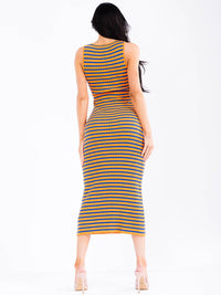 WOMEN'S SLEEVELESS COLORBLOCK KNITTED BODYCON MAXI DRESS