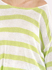 WOMEN'S LONG SLEEVE COLORBLOCK STRIPES KNIT TOP